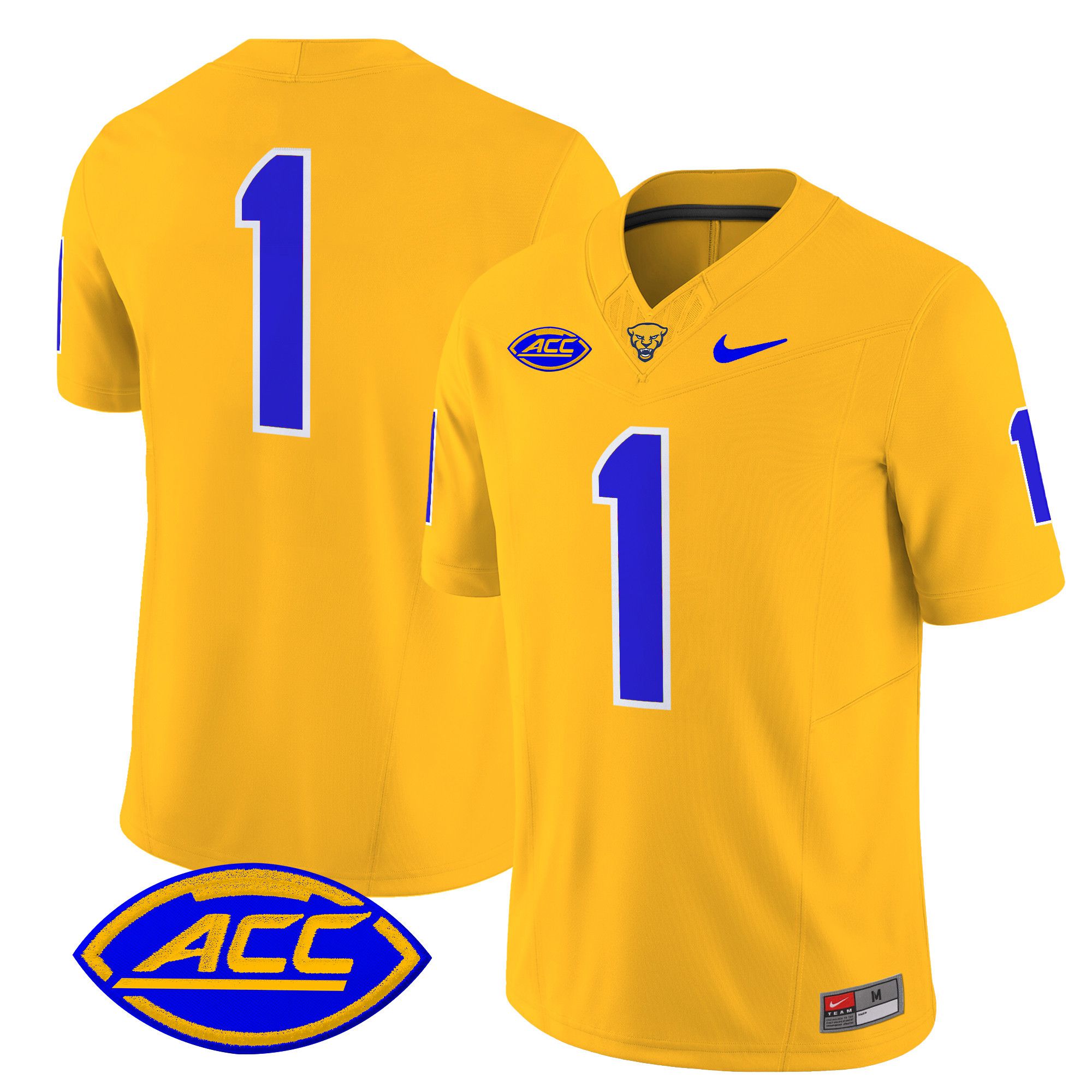 Men Pittsburgh Panthers #1 No Name Yellow Nike 2024 Vapor Limited NCAA Jersey->more ncaa teams->NCAA Jersey